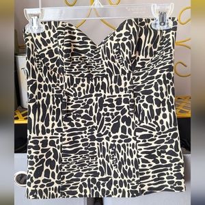 Sweetheart Neckline Animal Print Strapless Top